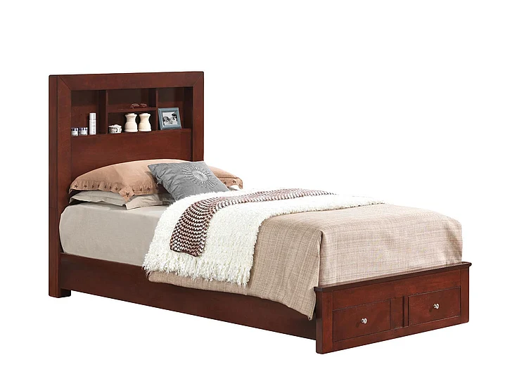 Glory Furniture G2400D Twin Bookcase Storage Bed in Cherry