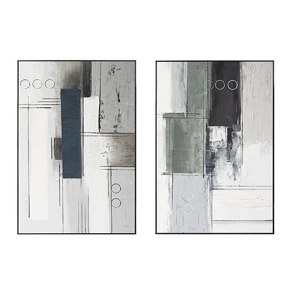 HTD Palette Linear Landscape Hand Painted Framed Diptych G242-LINEAR125-FRM-2