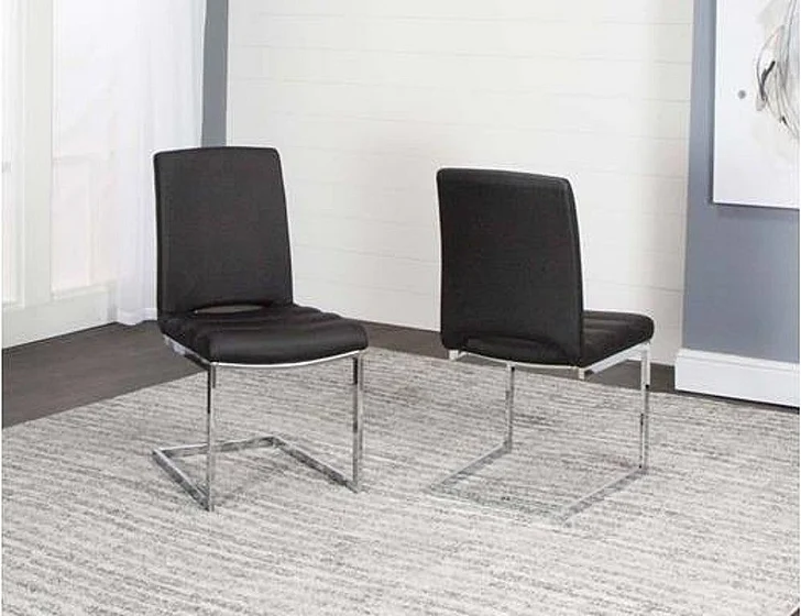 Sunset Trading Dyane Side Chair (Set of 2) in Chrome/Black G5115-01