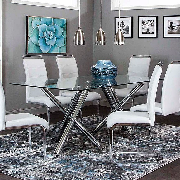 Sunset Trading Mantis Rectangular Dining Table in Chrome