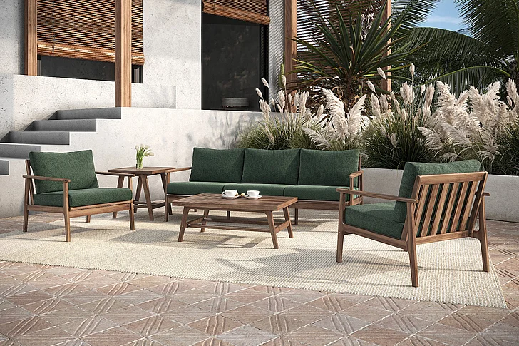 New Classic Ashton Patio 3pc Outdoor Seating Set in Moss