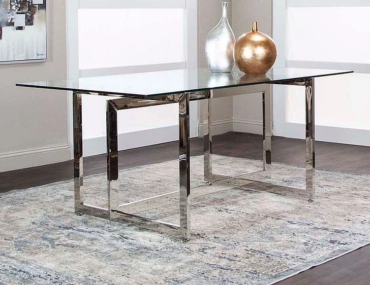Sunset Trading Reliant Rectangular Dining Table in Stainless Steel