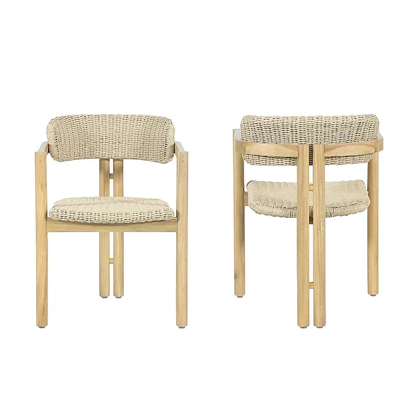 New Classic Sedona Outdoor Wood and Wicker Dining Chair in Natural (Set of 2) G6201-DC PROMO