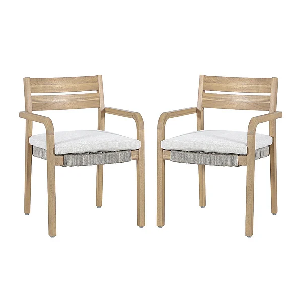 New Classic Arden Outdoor Wood and Wicker Dining Chair in Natural (Set of 2) G6235-DC PROMO