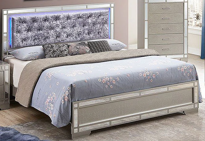 Glory Furniture G6600A Full Platform Bed in Silver Champagne