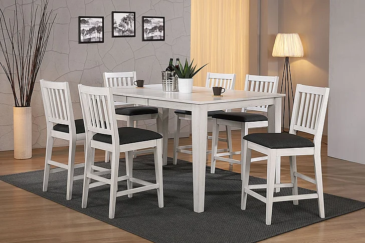 ECI Furniture Summer Winds II 7pc Counter Leg Dining Room Set in Black & Natural