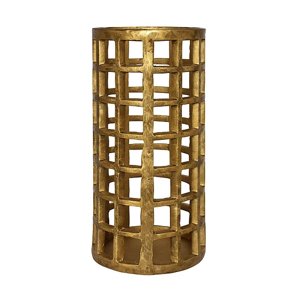 Worlds Away Large Pillar Candle Holder in Brass Finish GAGE LG