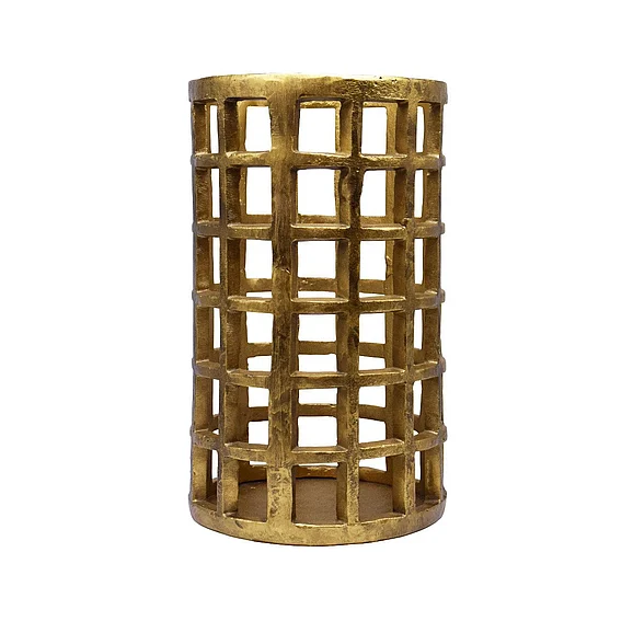 Worlds Away Medium Pillar Candle Holder in Brass Finish GAGE MED