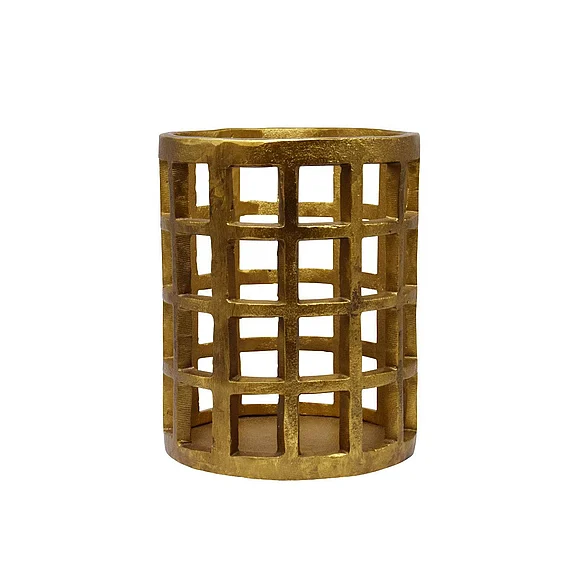 Worlds Away Small Pillar Candle Holder in Brass Finish GAGE SM