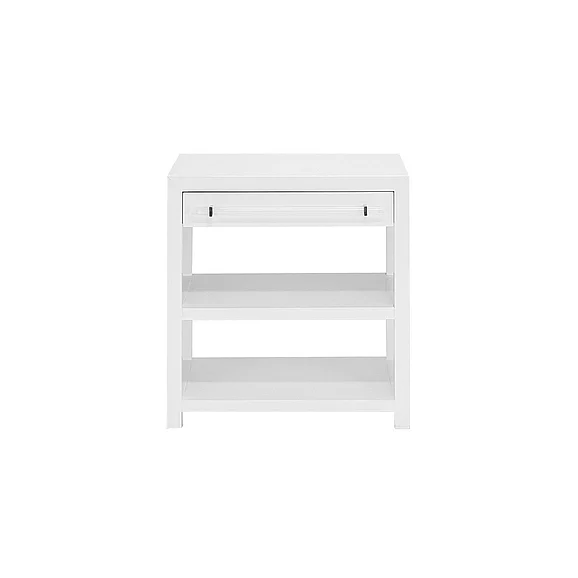 Worlds Away Garbo Side Table in Glossy White/Includes Brass & Nickel Hrdwr Options GARBO WH CLOSEOUT