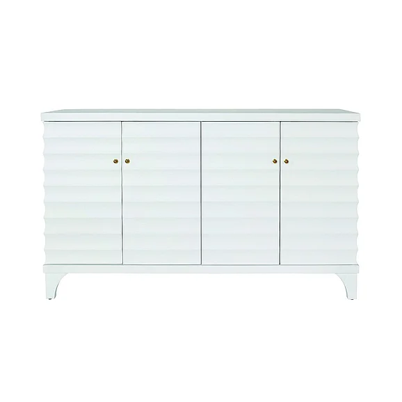 Worlds Away Gates Four Door Buffet in Matte White Lacquer GATES WH