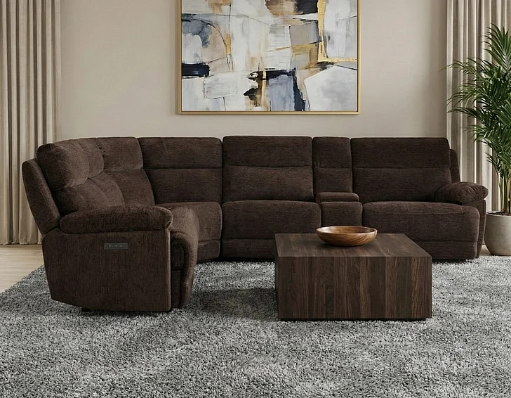 Steve Silver Gatlin 6pc Fabric Power Sectional in Brown