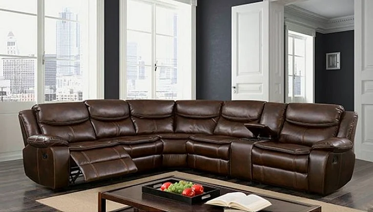 Furniture of America Gatria Reclining Sectional in Brown CM6982BR