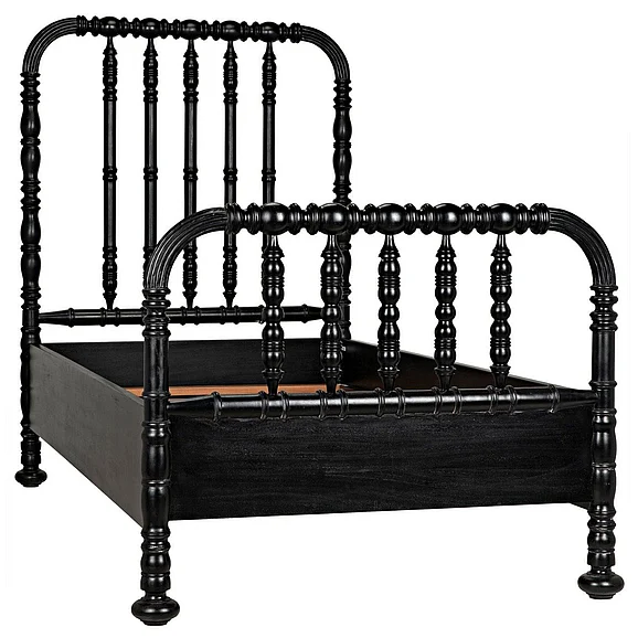 Noir Furniture Bachelor Twin Bed in Hand Rubbed Black GBED112THB