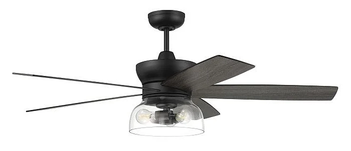 Craftmade Gibson 52" 5-Blade Ceiling Fan in Flat Black w/ Flat Black/Greywood Blades GBN52FB5-NWF