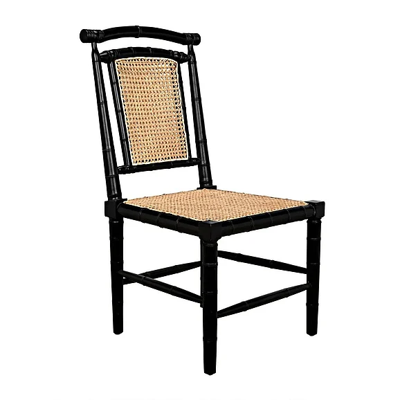 Noir Furniture Colonial Bamboo Side Chair in Hand Rubbed Black GCHA126HB