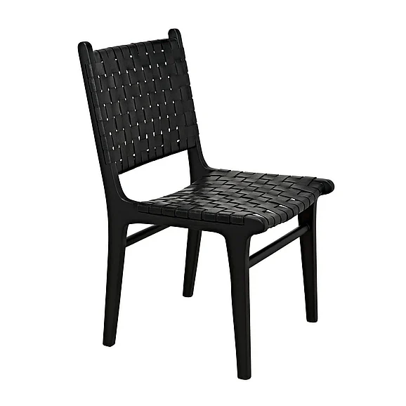Noir Furniture Dede Dining Chair with Leather in Black GCHA277B CLOSEOUT