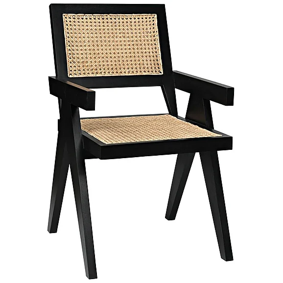 Noir Furniture Jude Chair with Caning in Black GCHA278B CLOSEOUT