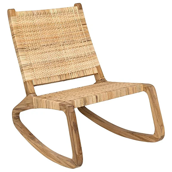 Noir Furniture Las Palmas Chair with Woven Rattan in Brown GCHA282T CLOSEOUT