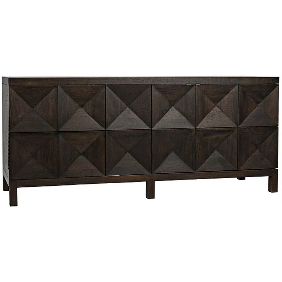 Noir Furniture Quadrant 3 Door Sideboard in Ebony Walnut GCON231EB-3