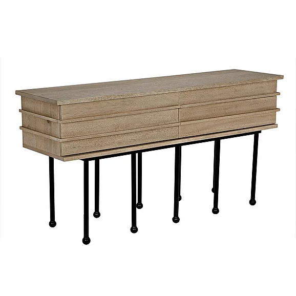 Noir Furniture Oliver Console, Washed Walnut GCON355WAW