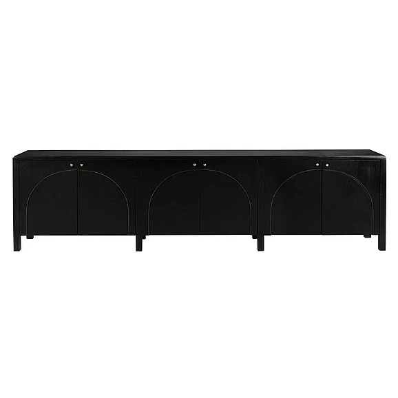 Noir Furniture Weston Sideboard in Hand Rubbed Black with Light Brown GCON386HB-XL