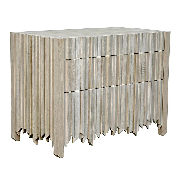 Noir Furniture Desdemona 3 Drawer Chest, Bleached Elm GCON419 CLOSEOUT