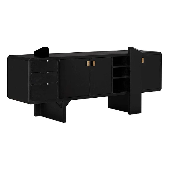 Noir Furniture Dallas Sideboard in Hand Rubbed Black GCON453HB