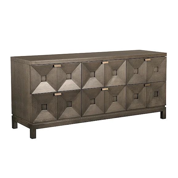 Noir Furniture Musashi Console 6 Drawer in Greige Walnut, Brass GCON458GEW-3