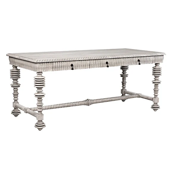 Noir Furniture Portuguese Desk in Distressed Grey GDES115DGR CLOSEOUT