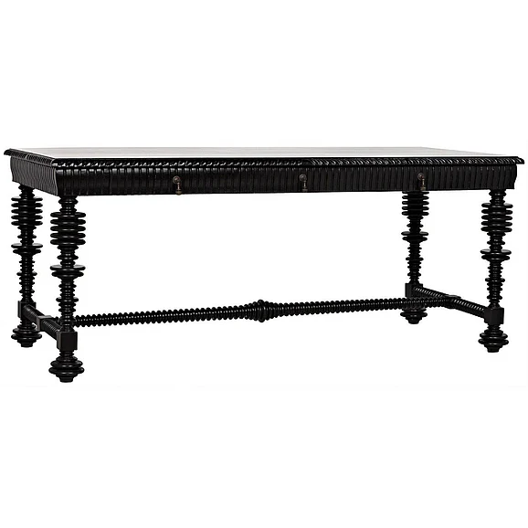 Noir Furniture Portuguese Desk in Hand Rubbed Black GDES115HB