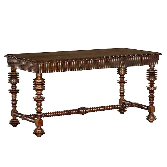 Noir Furniture Portuguese Desk, Small in Hand Rubbed Brown GDES115HBR-S