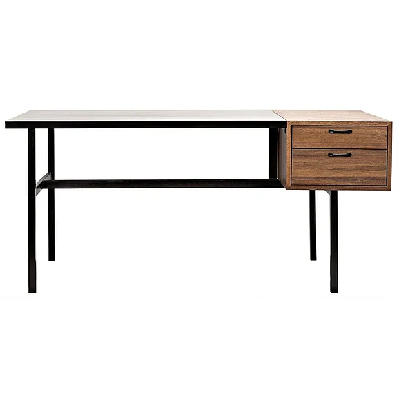 Noir Furniture Algeron Desk with Black Steel in Dark Walnut GDES144MTB