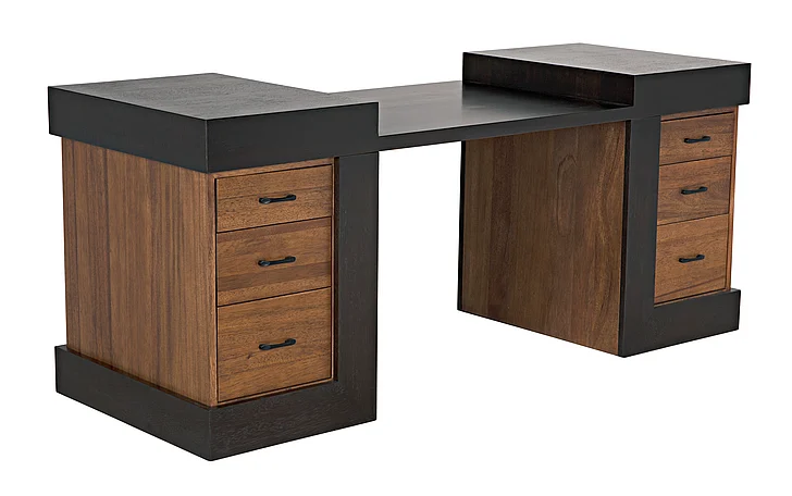 Noir Furniture Bentley Desk, Dark/Ebony Walnut GDES194EBDW