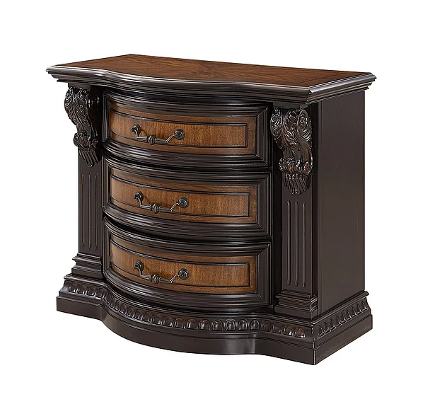 FD Home Grand Estates 3 Drawer Nightstand in Brown C7202-02