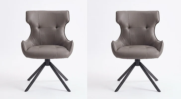 ACME Damita Side Chair w/Swivel (Set of 2) in Camel Synthetic Leather & Black Finsh DN03736
