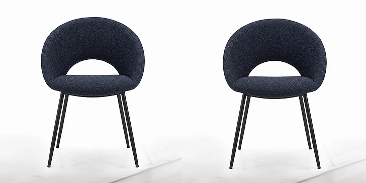 ACME Klaus Side Chair (Set of 2) in Navy Boucle & Black Finish DN03047