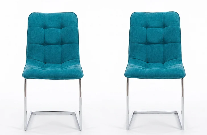 Sunset Trading Rafina Side Chair (Set of 2) in Aqua/Chrome