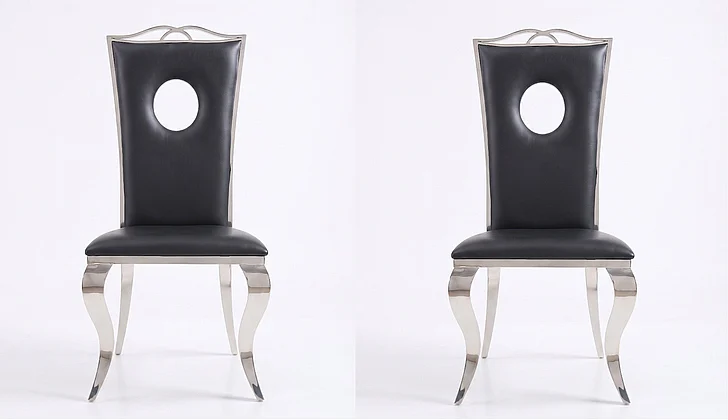 ACME Cyrene Faux Leather Side Chair (Set of 2) in Stainless Steel 62078