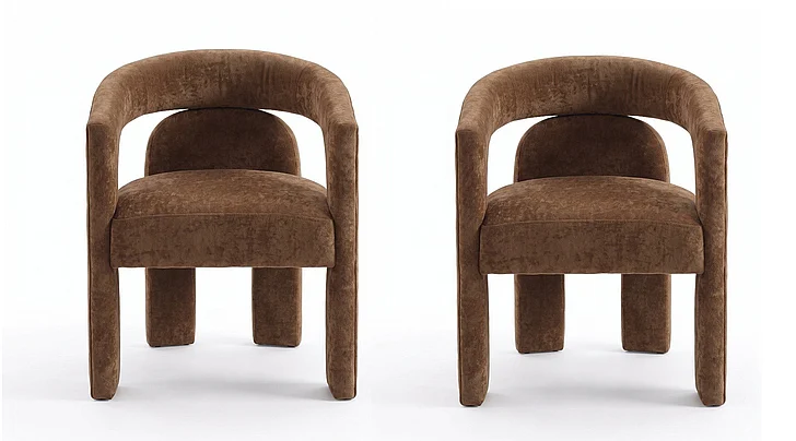 ACME Leonardo Arm Chair (Set of 2) in Brown Linen DN04016