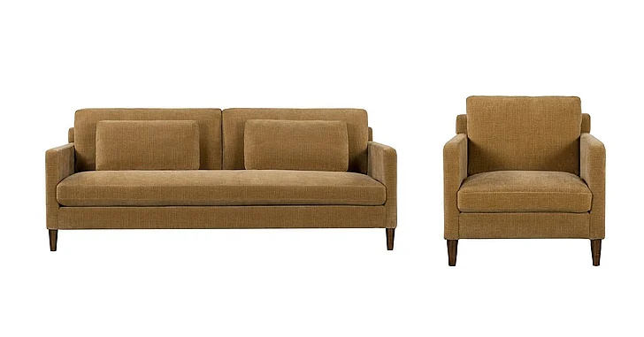 LH Home Gemma 2pc Living Room Set in Mustard