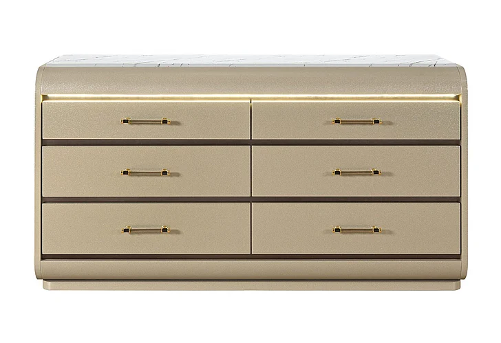 Global Furniture Genesis Dresser w/ LED in Gold GENESIS-GOLD-DR W/LED