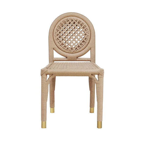 Worlds Away Gentry Round Back Rattan Wrapped Dining Chair GENTRY