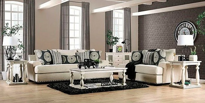 Furniture of America Germaine 2pc Living Room Set in Ivory