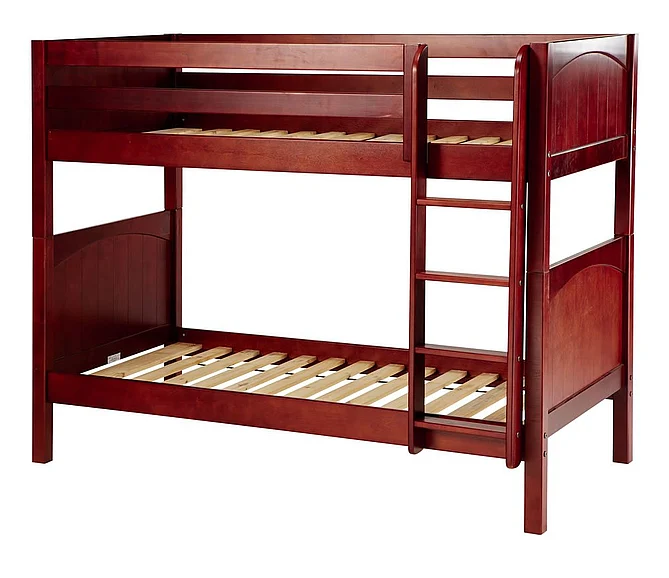 Maxtrix Bare Bone Twin Size Medium Bunk (2 Low/2 High) Panel Bed with Straight Ladder in Chestnut GET ITCP
