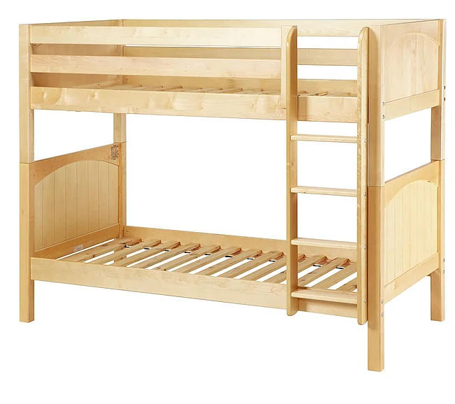 Maxtrix Bare Bone Twin Size Medium Bunk (2 Low/2 High) Panel Bed with Straight Ladder in Natural GET ITNP