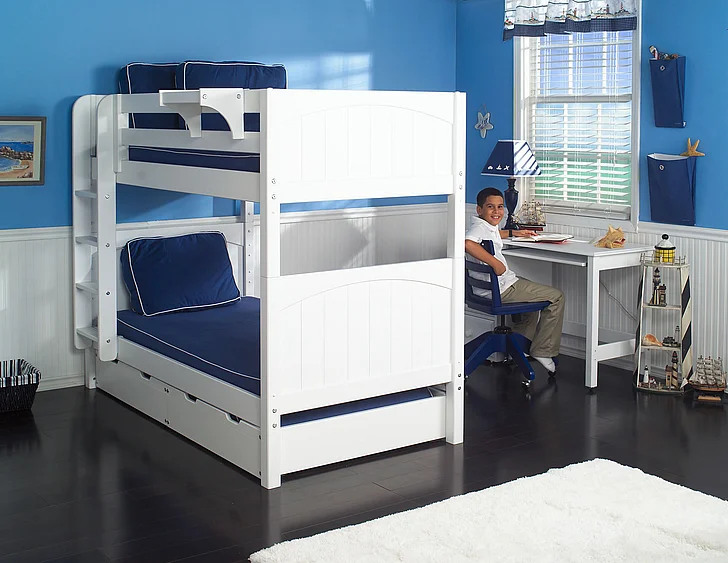 Maxtrix Bare Bone Medium Bunk (2 Low/2 High) Panel Bedroom Set in White