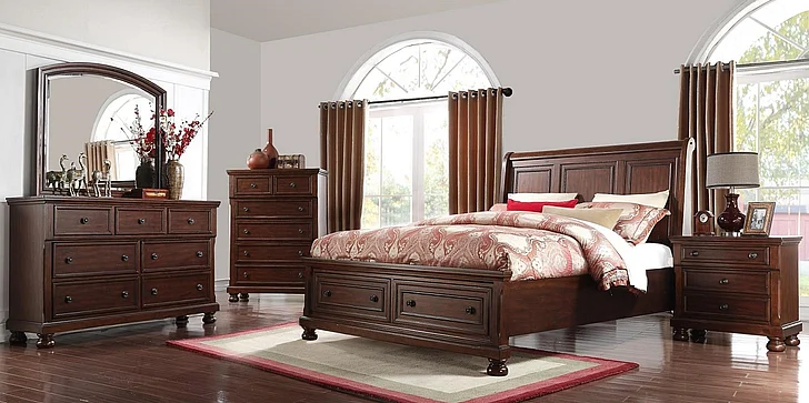 Emma Mason Signature John Daniel 4 Piece Storage Bedroom Set in Medium Cherry