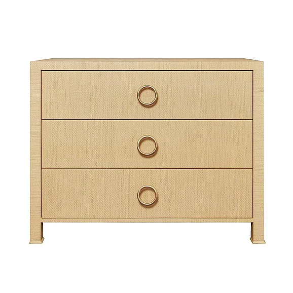 Worlds Away Three Drawer Chest w/ in Natural Grasscloth GETTY NAT