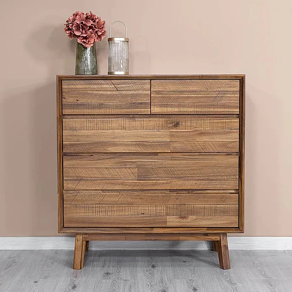 LH Home Gia 5 Drawer Chest in Warm Pecan GIA005-BRN